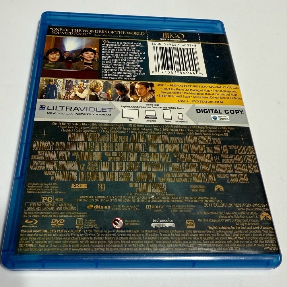 Hugo Blu-Ray & Digital Combo. Paramount Pictures - Picture 2 of 3